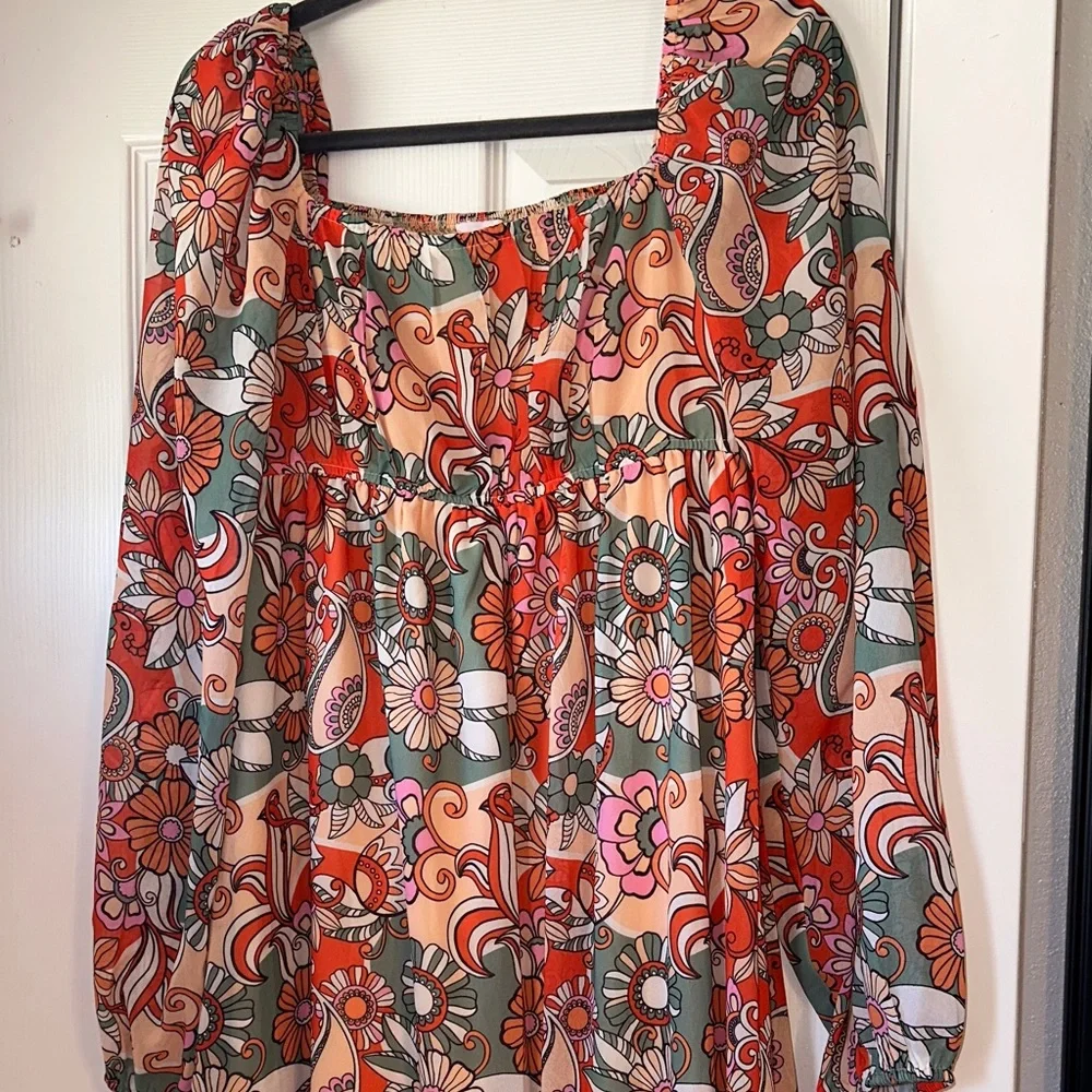 Pink Lily Multicolor Floral Long Sleeve Dress - Picture 4 of 6